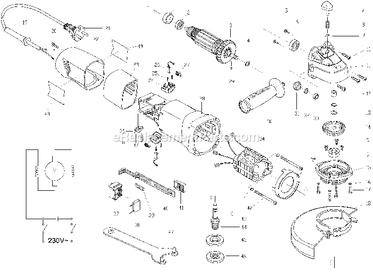 Black and Decker G720-B2 (Type 2) 4-1/2 Small Angle Grinder Power Tool Page A Diagram